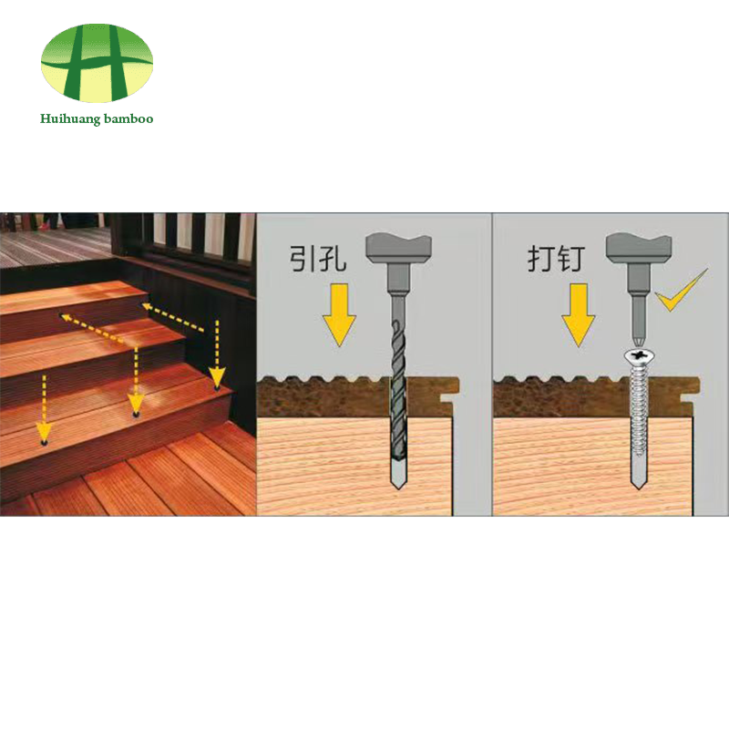 明示的な釘継ぎによる重い竹の床